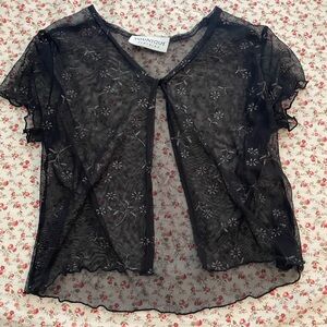 Vintage Black Sheer Floral Top